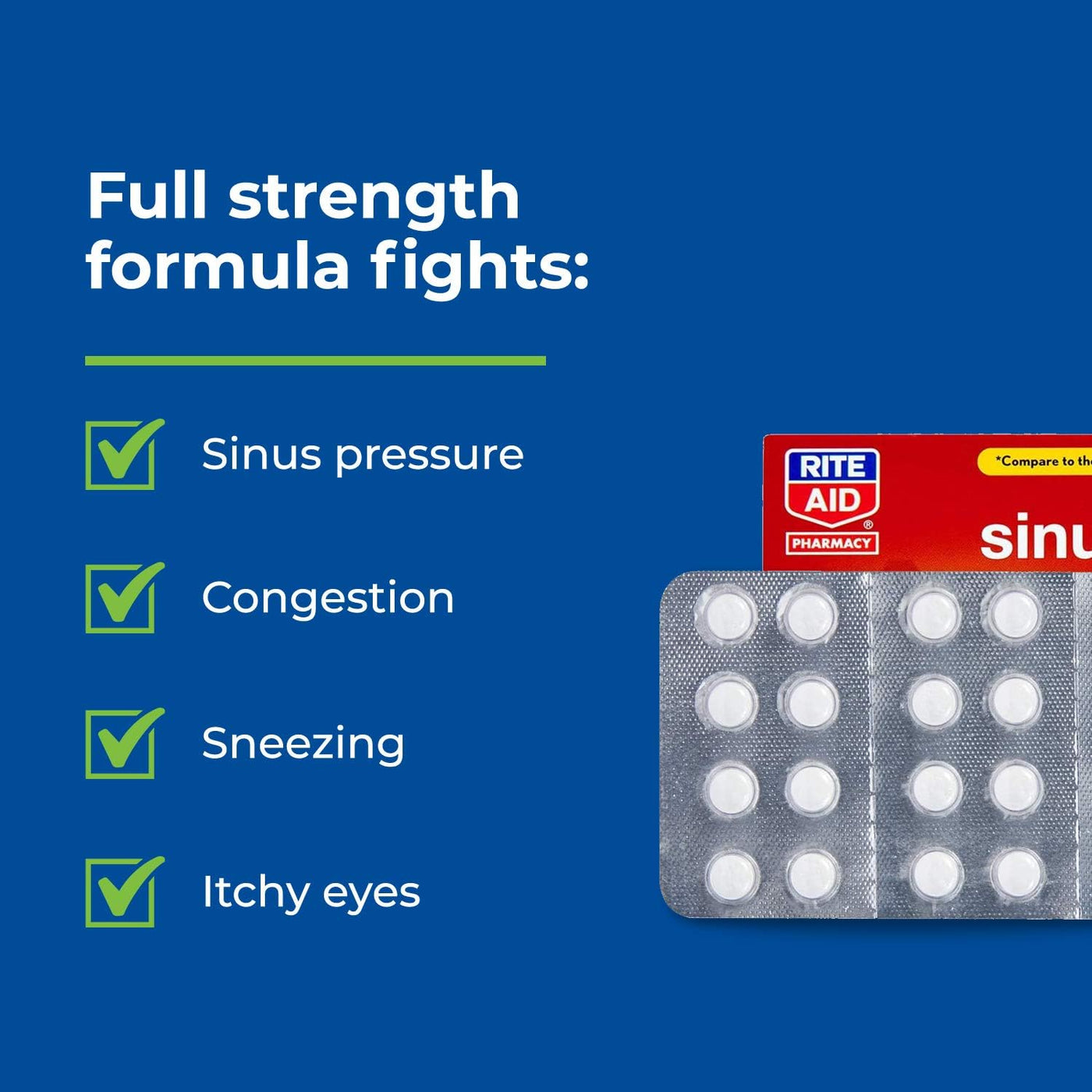 Rite Aid Sinus & Allergy Relief PE Tablets - 24 Count – CUESTRIPS