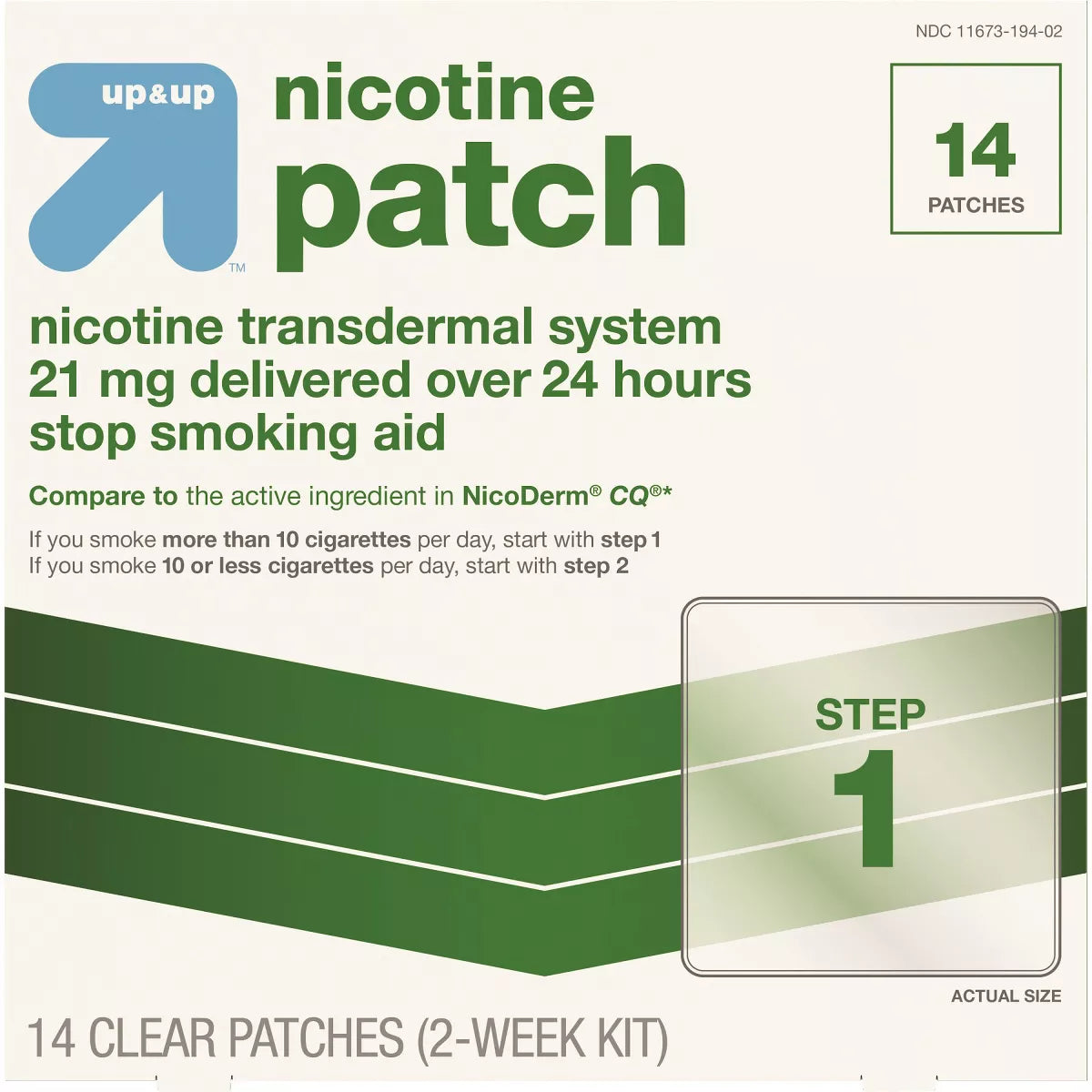 Nicotine Stop Smoking Aid Clear Patches Clear Step 1 - up&up™ – CUESTRIPS